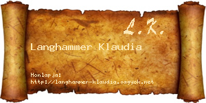 Langhammer Klaudia névjegykártya
